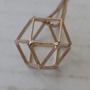 4/$80 Long Gold Chain With 3D Geometric Charm
